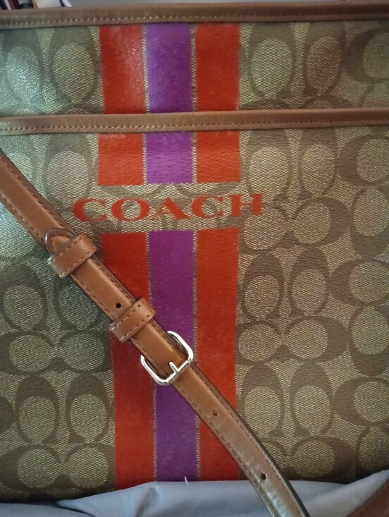 Coach Handbags - Coach Vintage Buggy Crossbody with Red and Purple Stripe NO CALL OUTS OFFERS WEL